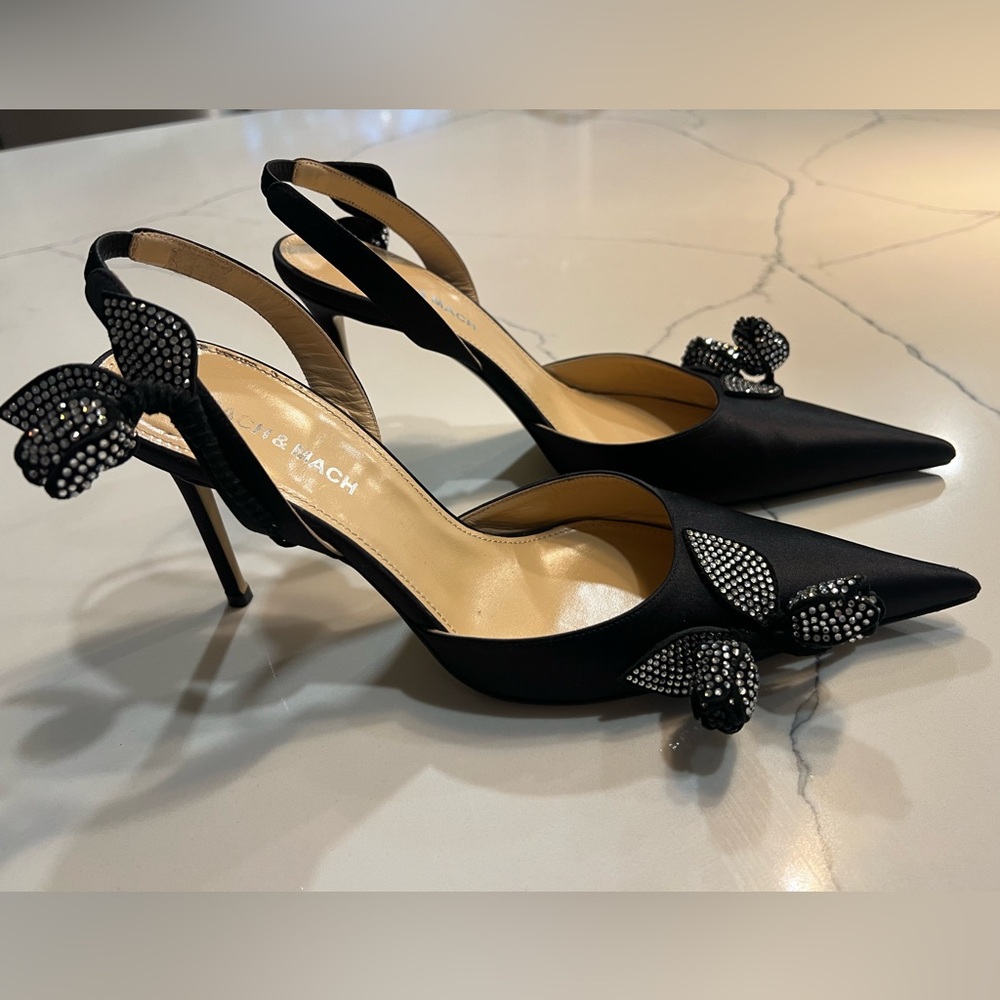 MACH & MACH Black Crystal Embellished Heels - Picture 2 of 7